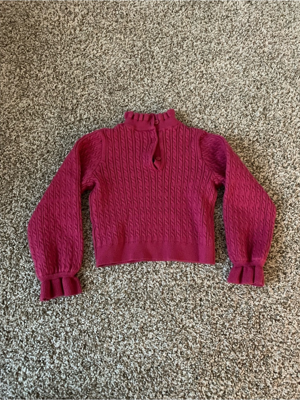 Janie and Jack Raspberry Cable-Knit Mock Neck Sweater size 4 girl